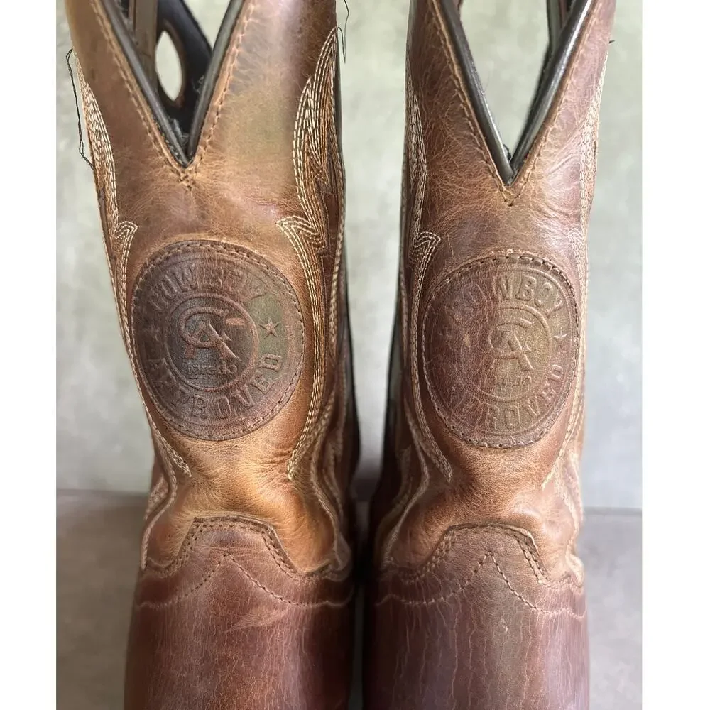 Laredo Mens Dawson Leather cowboy Boots round toe brown western extra wide width